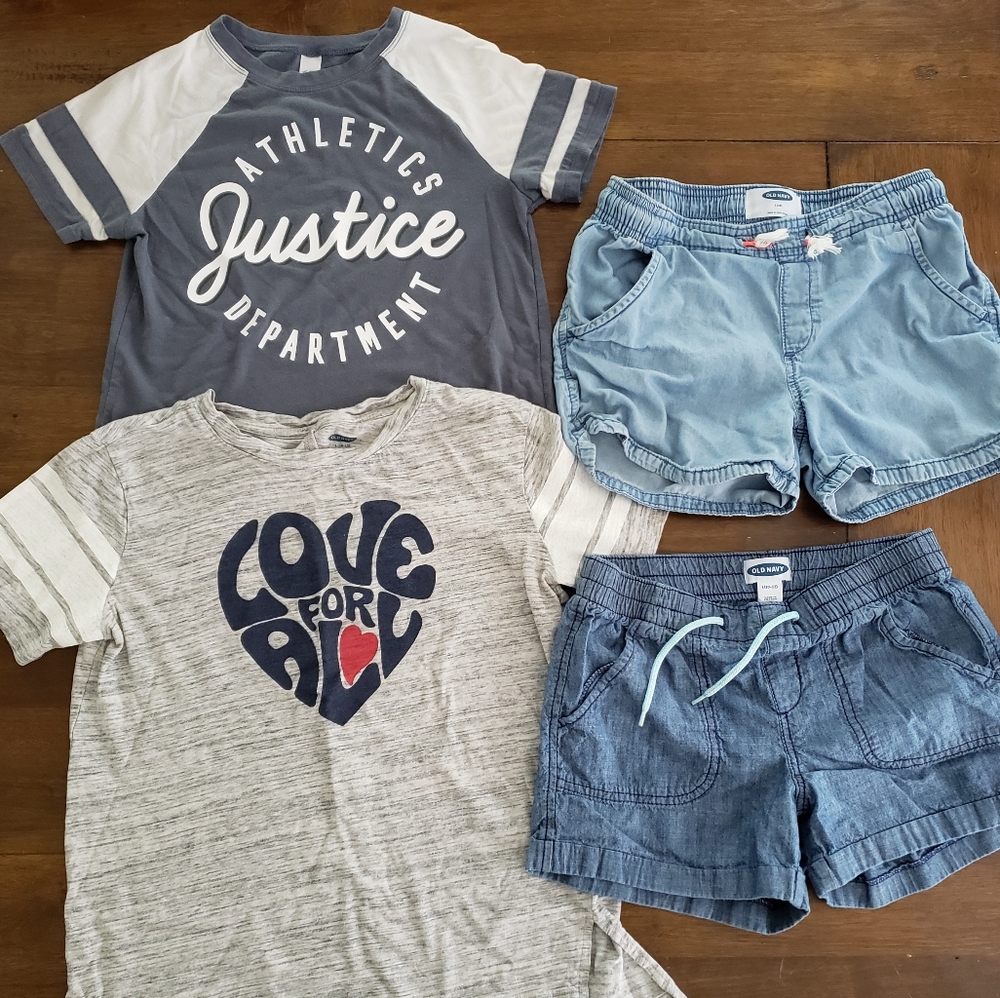 Girl's lot of tshirts and shorts, size 10 & 10/12